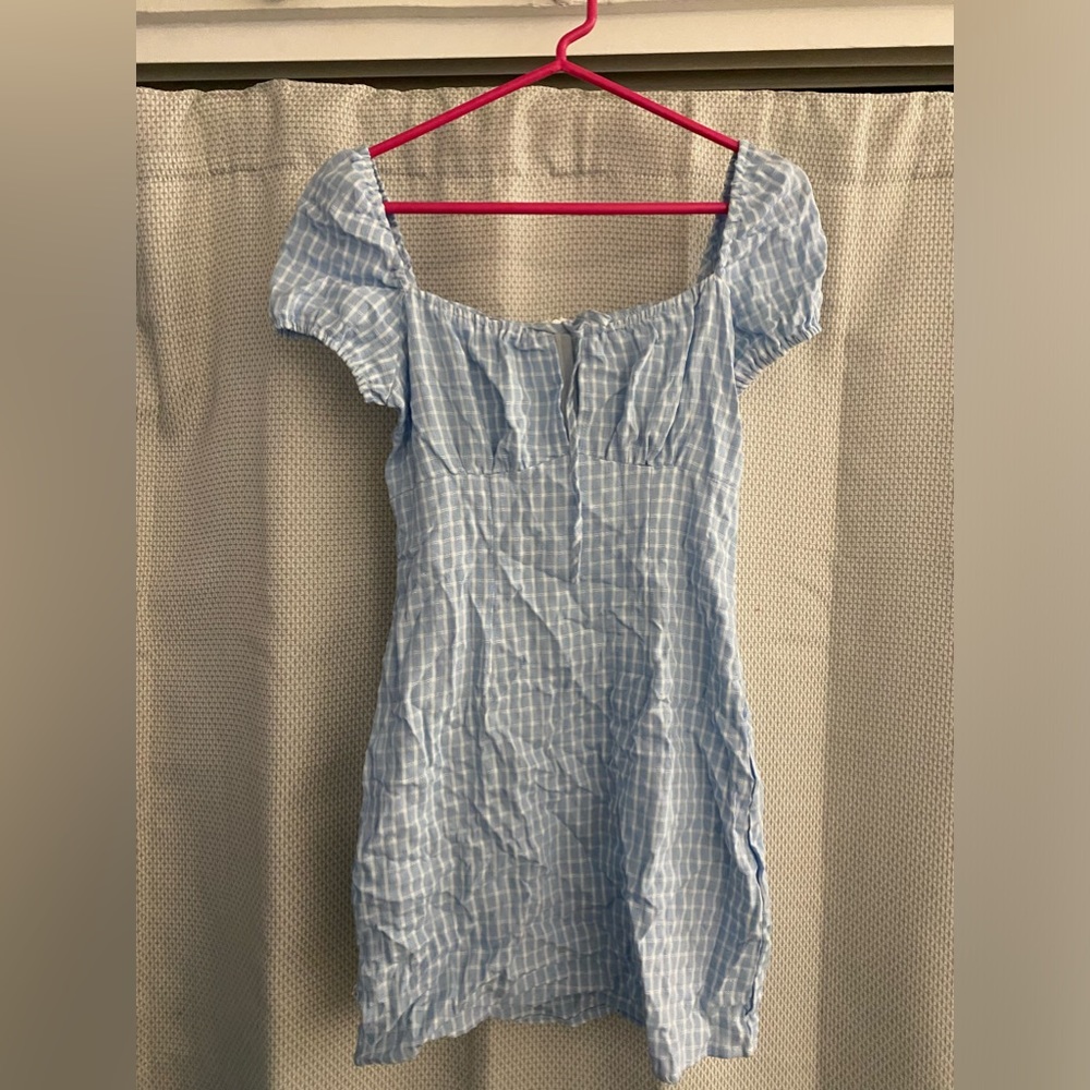 blue plaid dress
